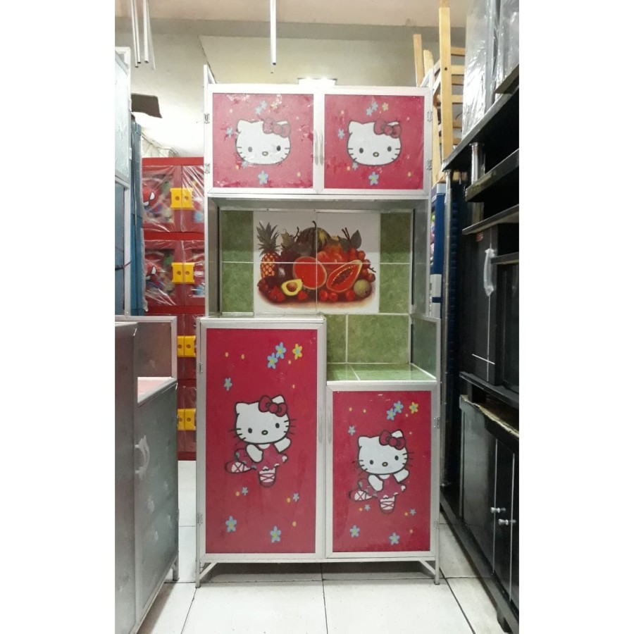 RAK PIRING 2 PINTU BESAR MC 80 STIKER GAMBAR ALUMINIUM ANTI KARAT KUAT
